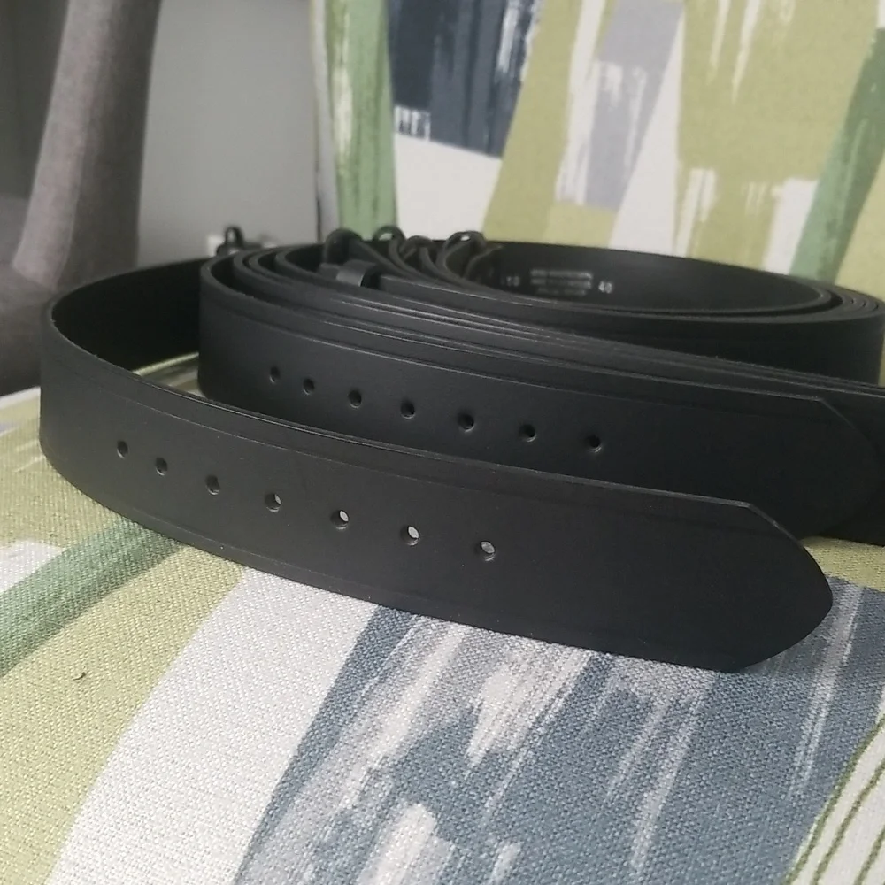 Black Genuine Leather Men's Belt No Buckle